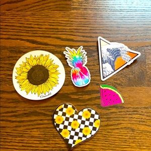 Sticker pack of 5 colorful are durable stickers!